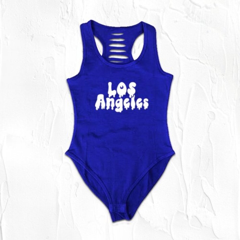 Womens Blue Los Angeles City Baseball Bodysuit, LA Shirt, LA Fan Outfit